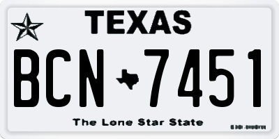 TX license plate BCN7451