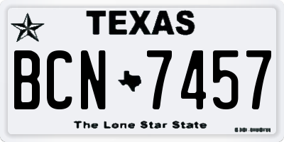 TX license plate BCN7457