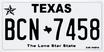 TX license plate BCN7458
