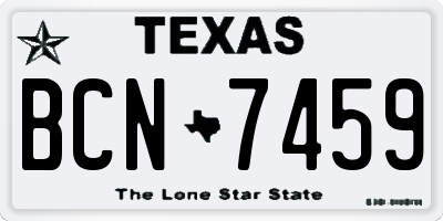 TX license plate BCN7459