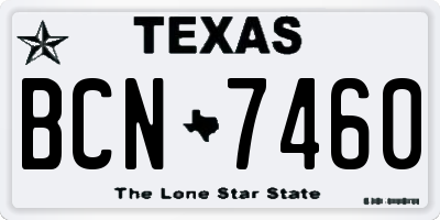TX license plate BCN7460