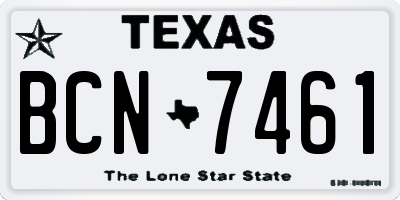 TX license plate BCN7461