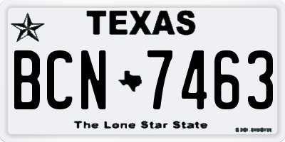 TX license plate BCN7463