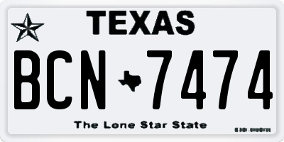 TX license plate BCN7474