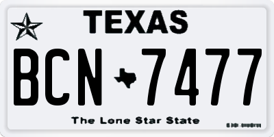 TX license plate BCN7477