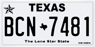 TX license plate BCN7481