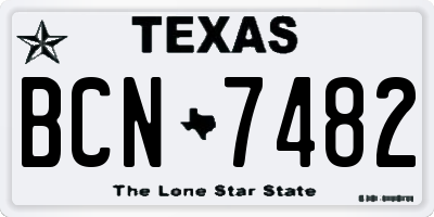 TX license plate BCN7482