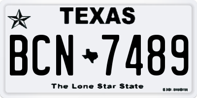 TX license plate BCN7489