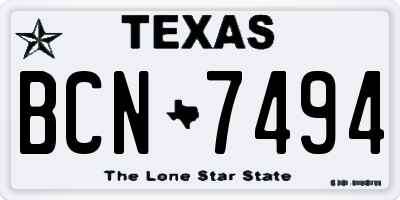 TX license plate BCN7494