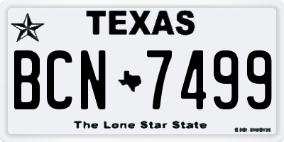 TX license plate BCN7499
