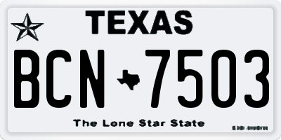 TX license plate BCN7503