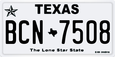 TX license plate BCN7508