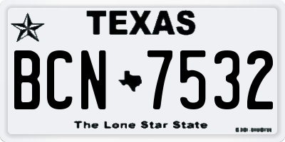 TX license plate BCN7532