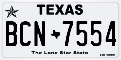 TX license plate BCN7554