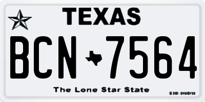 TX license plate BCN7564