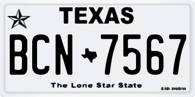 TX license plate BCN7567