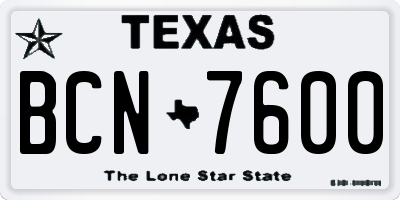 TX license plate BCN7600