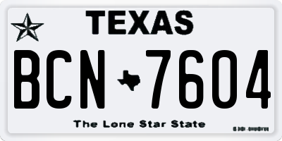 TX license plate BCN7604