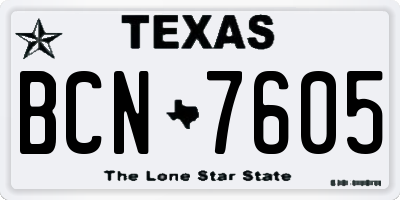 TX license plate BCN7605