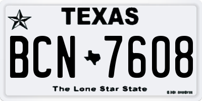 TX license plate BCN7608