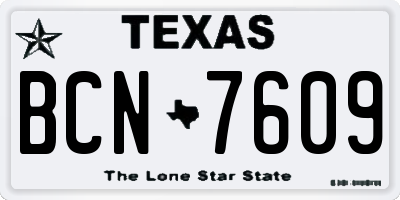 TX license plate BCN7609