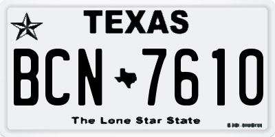 TX license plate BCN7610
