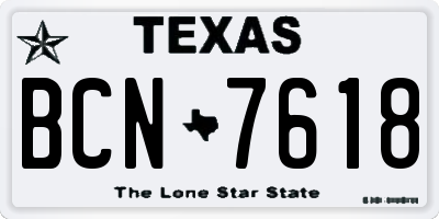 TX license plate BCN7618