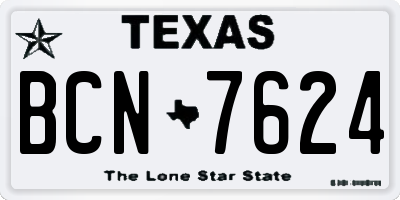 TX license plate BCN7624
