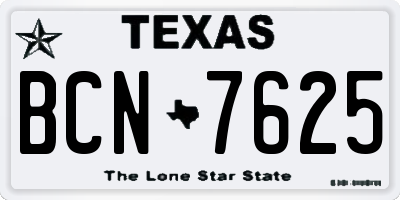 TX license plate BCN7625
