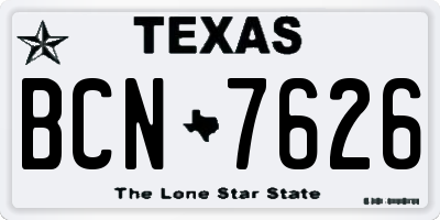 TX license plate BCN7626