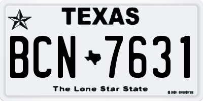 TX license plate BCN7631