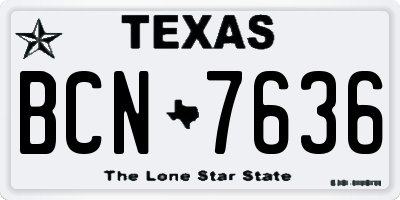 TX license plate BCN7636