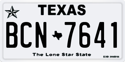 TX license plate BCN7641