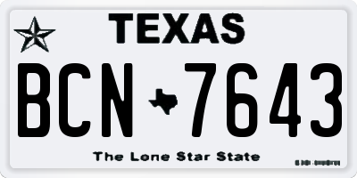 TX license plate BCN7643