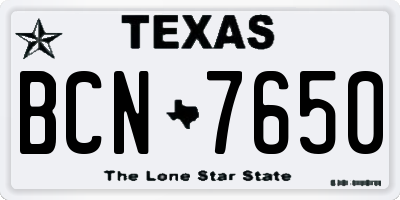 TX license plate BCN7650