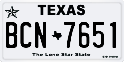 TX license plate BCN7651