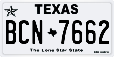 TX license plate BCN7662