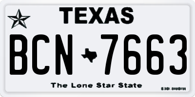TX license plate BCN7663