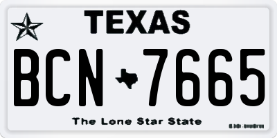 TX license plate BCN7665