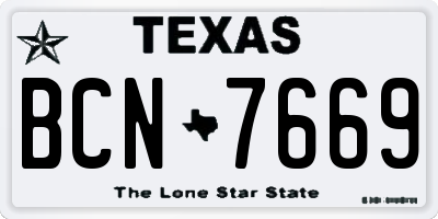 TX license plate BCN7669