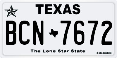 TX license plate BCN7672