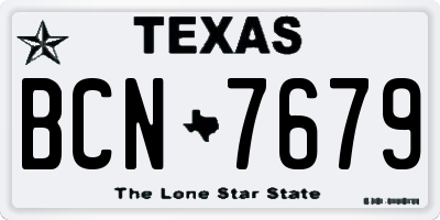 TX license plate BCN7679