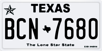 TX license plate BCN7680