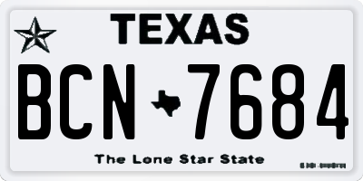 TX license plate BCN7684
