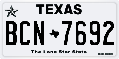 TX license plate BCN7692