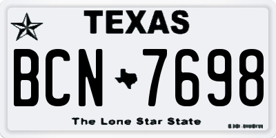 TX license plate BCN7698