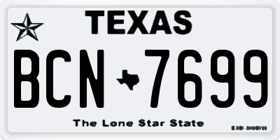 TX license plate BCN7699