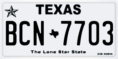 TX license plate BCN7703