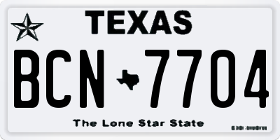 TX license plate BCN7704