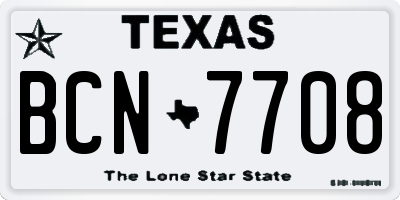 TX license plate BCN7708